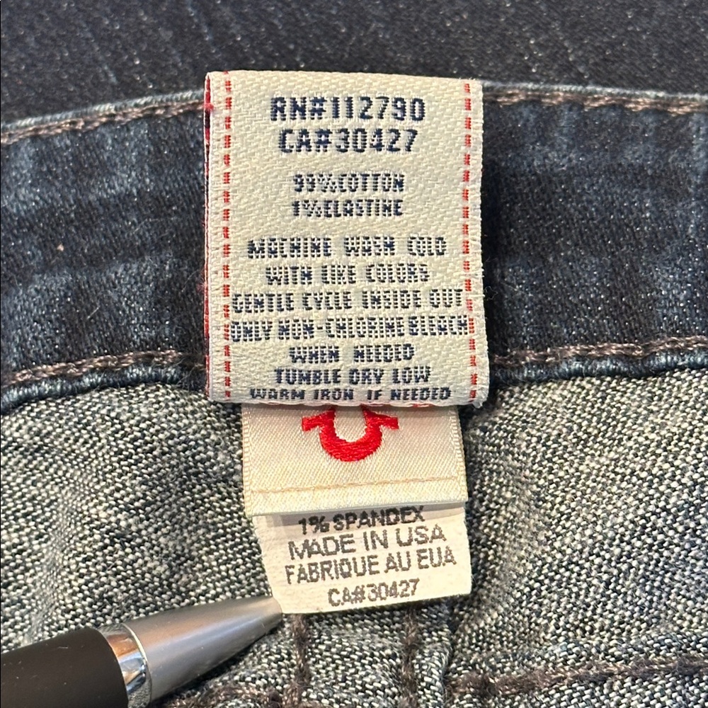 True Religion Blue Disco Billy Jeans Swarovski Crystal Low Rise Flap Pocket 26 - Picture 10 of 13
